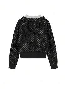 INAWLY 波点拉链卫衣，街头风，Y2K风格上衣，秋季，姐妹装，当下流行，时尚上衣，美学卫衣，送给姐妹的礼物，节日礼物，休闲简约时尚上衣