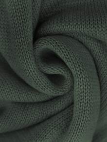 GlowEve Long Sleeve Crew Neck Tie-Up Gray Sweater Dress, Luxurious Minimalist Fashion, Versatile & Elegant, Suitable For Multiple Occasions - Army Green - View 6