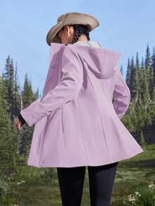 In My Nature 女士字母印花长袖连帽户外雨衣外套 - 淡紫色 - 查看 5