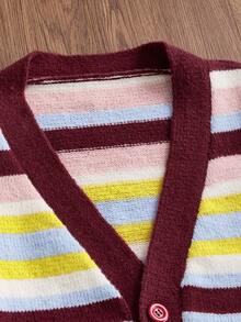 Manfinity VCAY Men's Striped Long Sleeve Single-Breasted Casual Knit Cardigan, Autumn/Winter - Multicolor - View 3