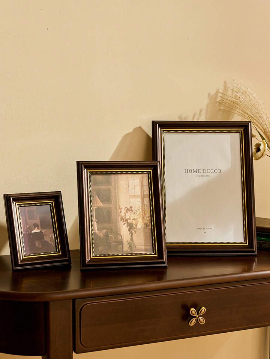 Cirelle 1PC Golden Nordic Photo Frame, Scandinavian Wooden Decorations, Luxurious Gold Border, Christmas And Housewarming Gift 5-Inch, 8-Inch, A4 Size Color Photo Frame, Suitable For Living Room And Bedroom - Multicolor - View 1