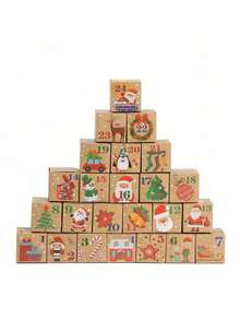 1/24/25 hộp lịch Giáng sinh tự làm, hộp quà Giáng sinh, hộp quà đếm ngược ngày lễ, hộp số bìa cứng Giáng sinh cho gia đình, đồ trang trí ngày lễ Giáng sinh - Màu Khaki - Xem 8