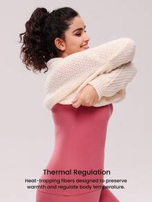 LUVLETTE Plus 女士保暖内衣超柔软底层寒冷天气温暖冬季睡衣套装圆领上衣和长裤 - 棕红色轻盈保暖套装