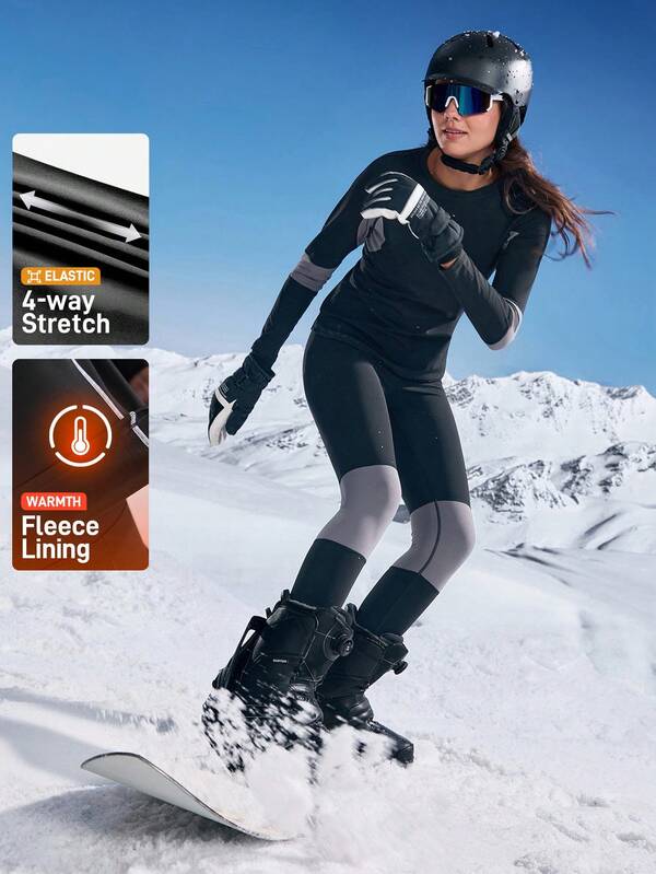 In My Nature Ensemble femme Top à manches longues et leggings color block pour l'extérieur. Tenue de snowboard pour femmes. Tenue de sports d'hiver pour femmes. Tenue de neige pour femmes. Tenue de snowboard pour femmes.