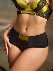 PinupPomp 撞色撞色蕾丝无缝丁字裤 - 黑色 - 查看 3