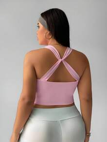 Rhythm Era Women's Removable Padded Twist Back Camisole Bra, Regular Fit, Suitable For Sports, Casual, Daily Wear, Tennis, Yoga, Plus Size Cross Back Sports Bra Gym Top Activewear Tops Workout Tops