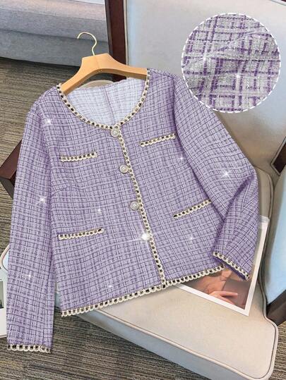 Franclia 大码女式黑色夹克，带有优雅的荷叶边，适合度假、约会和派对