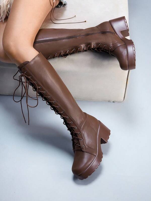 Cuccoo CUCCOO GRLICON Modische weiße Plateau-Stiefel für Damen, bequem, geeignet für Pendeln, Dates, Partys, Urlaub, Einkaufen, Halloween, Weihnachten, Silvester, Herbst