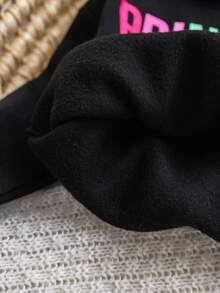 SHEIN 2pcs Baby Girl Casual Knit Letter Print Long Sleeve Sweatshirt And Pants Set Fall Winter - Black - View 10