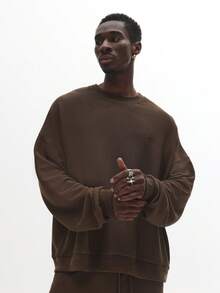 SUMWON 纹理运动衫慢跑者 Co Ord 两件套圆领长袖家居服带弹性袖口裤子秋冬休闲舒适服