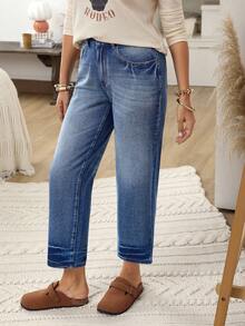 EMERY ROSE Jeans décontractés à jambe effilée lavés pour femmes