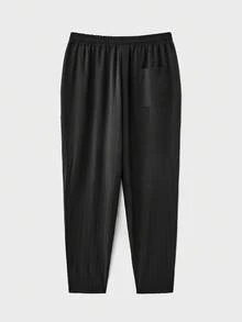 Manfinity Hypemode Men Plus Size Solid Plisse Lapel Collar Shirt And Pants Set - Black - View 11