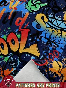 SHEIN Tween Boy Casual Loose Comfortable Cool Hip Hop Classic Color Smiling Face Graffiti Print Long Sleeve Hoodie Sweatshirt, Suitable For Autumn/Winter