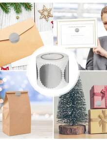 250 张/卷，金色/银色，标签贴纸 - 2 英寸圆形金箔贴纸金属封条，适用于包装、婚礼信封、毕业证书、证书薄片封条，带锯齿状边缘，学校用品，返校 - 2吋/5cm - 查看 3