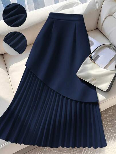 GlowEve CURVE 大码女式优雅宽松A字裙，褶皱设计