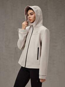 OutZeal Women Fleece Lined Zip Pocket Outdoor Shell Jacket Hiking Camping Fall Winter - Apricot - View 10