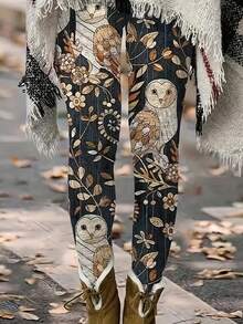 EMERY ROSE Thanksgiving Women's Leggings, Suitable For Daily Life, Parties, And Holidays - Spring/Summer/Autumn, Machine Washable Or Hand Washable - Multicolor - View 3