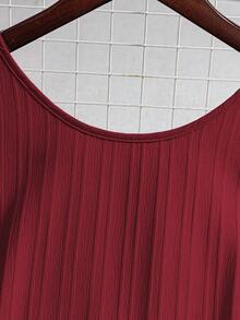 EMERY ROSE 女式夏季编织露背系带无袖A字褶边下摆休闲迷你连衣裙 - 紅色 - 查看 6