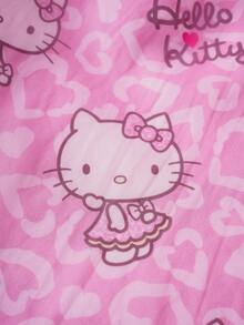 HELLO KITTY AND FRIENDS | SHEIN 休闲甜美芭蕾风格粉色网眼双层豹纹宽松A字裙，夏季 - 彩色 - 查看 5