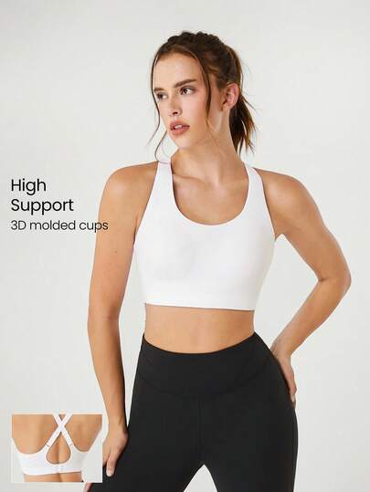 GLOWMODE صدرية رياضية ذات تأثير عالي إمتصاص العرق، داعم، رباطات في شكل X، عنق على شكل U وإبزيم للظهر، مثقبة للتدريب والجري والتمارين الرياضية اليومية