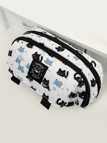 1 件三层雪猫图案铅笔盒，创意设计翻盖带隐藏扣铅笔盒，柔软涤纶材质水彩笔或马克笔收纳袋，美术生或学生美术用品铅笔盒，学校用品返校，返校，学校用品，铅笔袋，书包 - 彩色 - 查看 3