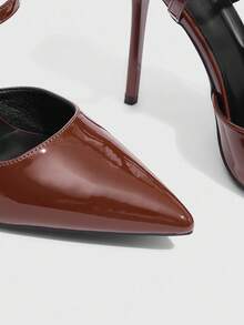 CUCCOO SZL Women's Apricot Slip-On Fashion High Heel Pumps With Buckle Decor