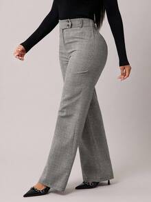 Radiana Quần ống rộng kẻ caro cạp cao thanh lịch cho nữ công sở - Đen và trắng - Xem 4