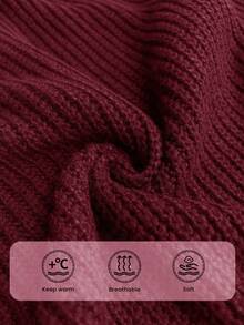 Firerie Plus Size Solid Color Front Button Long Sleeve Casual Knit Cardigan In Fall/Winter Wine Red Top - Red - View 9