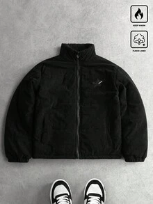 PAVTROS Men's Solid Color Stand Collar Warm Zip-Up Casual Winter Coat