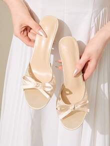 CUCCOO CHICEST 女士香槟色蕾丝尖头高跟穆勒鞋 - 香檳色 - 查看 7