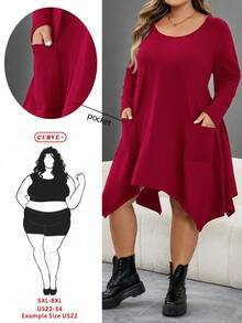 SHEIN CURVE+ بنطلون ضيق مزين بقطعة شيفون وفيونكة، ملابس نسائية جوثية/هالوين بتصميم زهرة ثلاثية الأبعاد، مقاسات كبيرة - عنابي اللون - مشاهدة 1