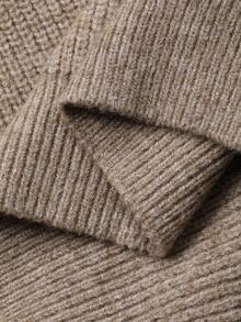 Livesso Women's Solid Color Drop Shoulder Long Sleeve Casual Knit Cardigan, Autumn/Winter Modest Fashion - Khaki - View 6