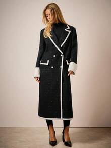 COSMINA 女士优雅长款大衣，翻领双排扣设计，适合秋冬季穿着。 - 彩色 - 查看 4