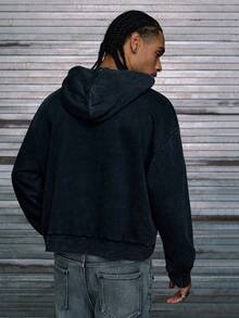 AXEPEAK Men's Casual Hooded Sweatshirt With Pockets, Autumn, For Fall Winter - Dark Grey - View 2