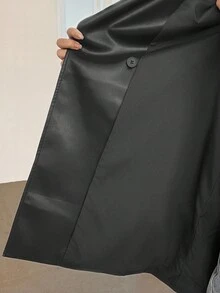 DAZY Veste coupe-vent mi-longue en PU pour femmes, décontractée et polyvalente