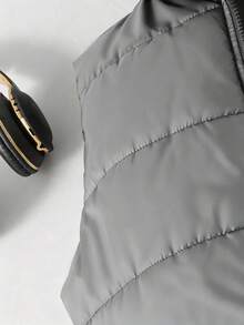 Quilted Padded Sleeveless Padded Coat For Teenage Boys, Winter - Grey - View 3