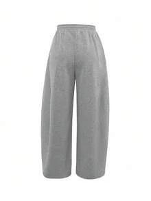 SHEIN Women's Loose Elastic Waist Casual Street Sweatpants - Light Grey - View 2