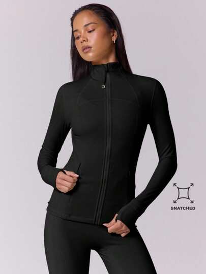 Sculpt Long Sleeve Zip Up Musera Sport Active Jacket Gymwear Seamless Slim Cinched Stretch Padel Pilates Fitness Desert Runner