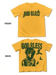 Manfinity EMRG Men's Letter & Figure Print Round Neck Casual Loose T-Shirt