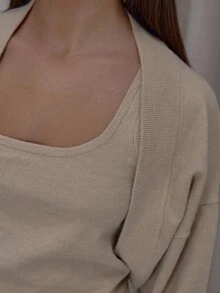 MUSERA Oversized Rib Knit Pull On Shrug Sweater Coord Top Only Streetwear Cute Classy Casual Sexy Going Out Toffee Evening Party Elegant - Apricot - View 6