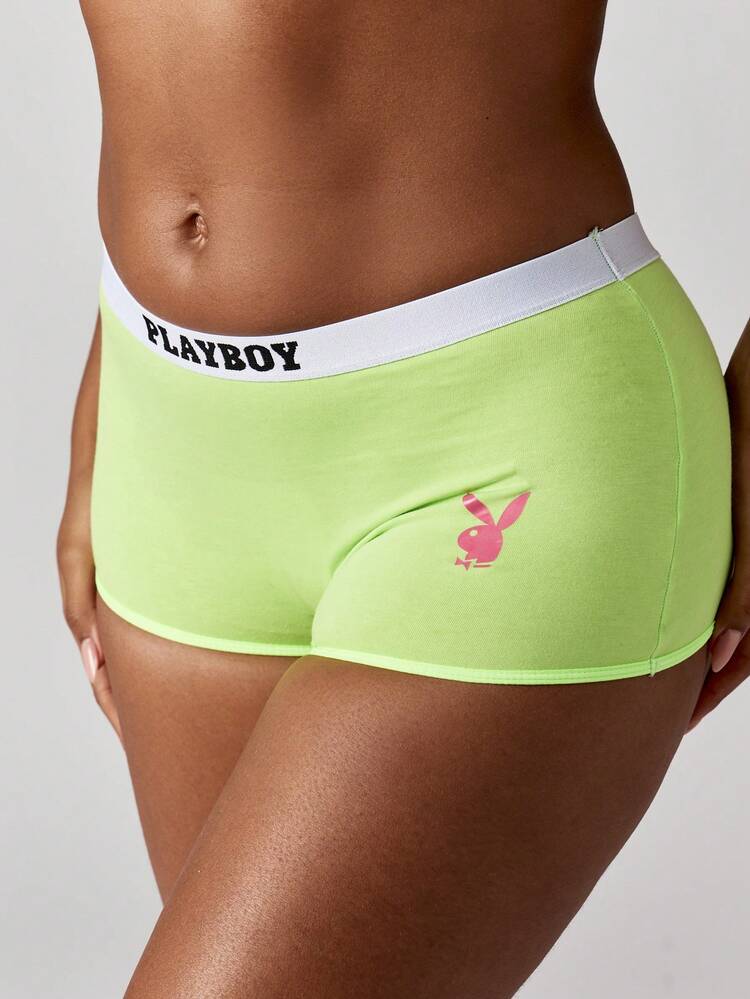 Missguided x Playboy Women Bralette Boyshort Matching Set Elastic Band Logo Print Unpadded Bra Seamless High Waisted Bottom Sleepwear Loungewear Modern Streetwear