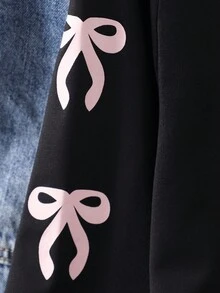 Sparklyn 1pc Young Girls' Black Patchwork Long Sleeve T-Shirt, Soft Fabric, Comfortable, Suitable For School, Outings, Photo Shoots, Versatile, Must-Have Stylish Long Sleeve T-Shirt For Girls