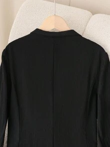 Franclia Blazer de ajuste ceñido de unicolor y longitud media para mujer, chaqueta versátil y minimalista de estilo para ir al trabajo - Negro - Ver 5