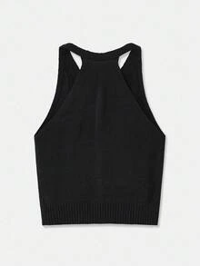 lacRébo 针织背心配金色纽扣秋季女装秋季服装秋季女装秋冬 - 黑色 - 查看 7