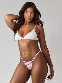 Missguided x Playboy 女士低腰印花丁字裤内裤舒适弹力松紧腰高腰贴身内衣时尚 - 彩色 - 查看 3