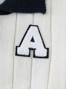 SHEIN Boys' Collegiate Style Knitted Long Sleeve Sweater, Autumn/Winter Fall