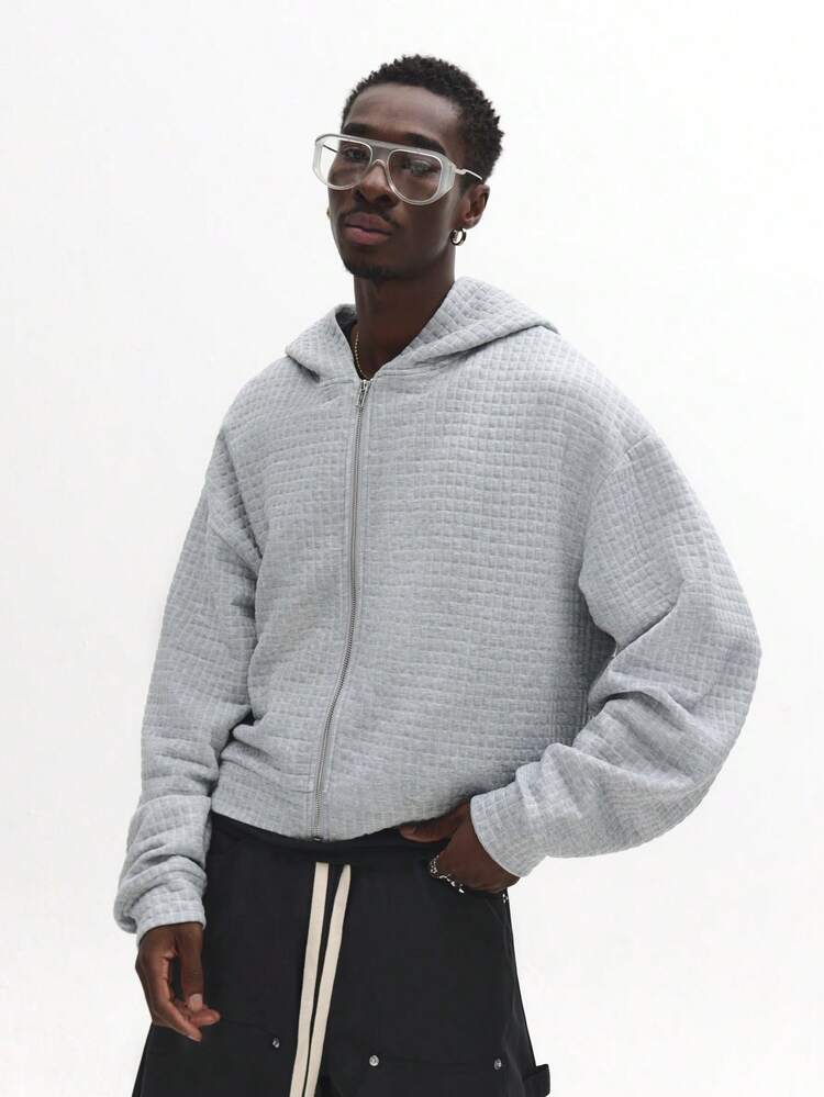 Felpa con cappuccio trapuntata con zip e coulisse