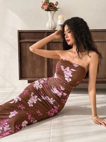 EastFlair Váy họa tiết hoa thanh lịch dành cho nữ, mùa hè - Hồng - Xem 3