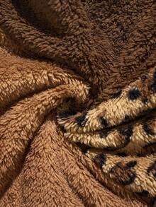 Comfylo Áo nỉ họa tiết da báo khối màu cỡ lớn thường ngày, mùa thu đông - Màu Khaki - Xem 7