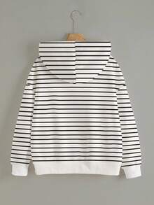 Franclia 女士黑白条纹卫衣，适合秋季、返校季、冬季外套、拍照、度假和旅行，时尚百搭。 - 黑與白 - 查看 2